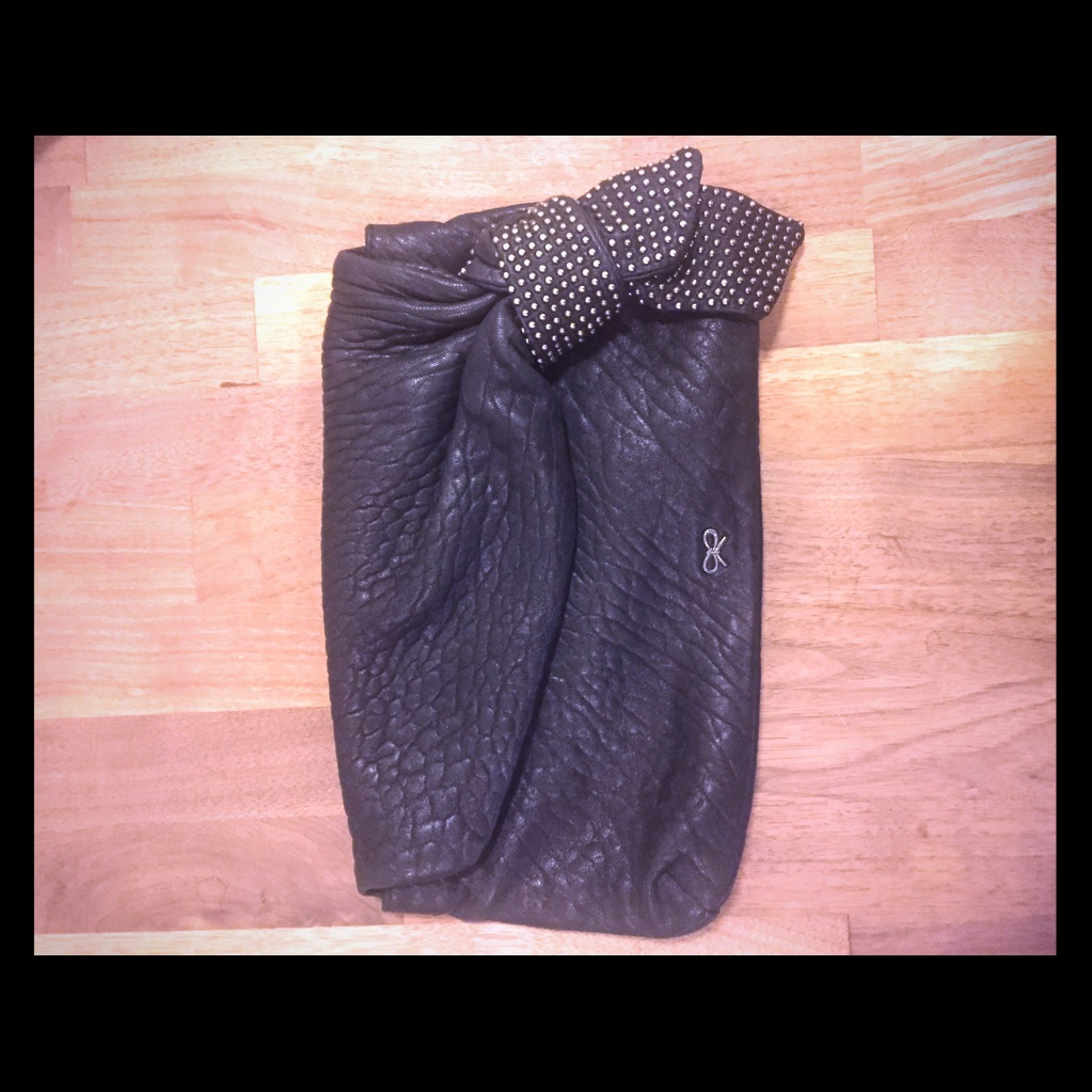 Anya Hindmarch Black Clutch With Studded Bow